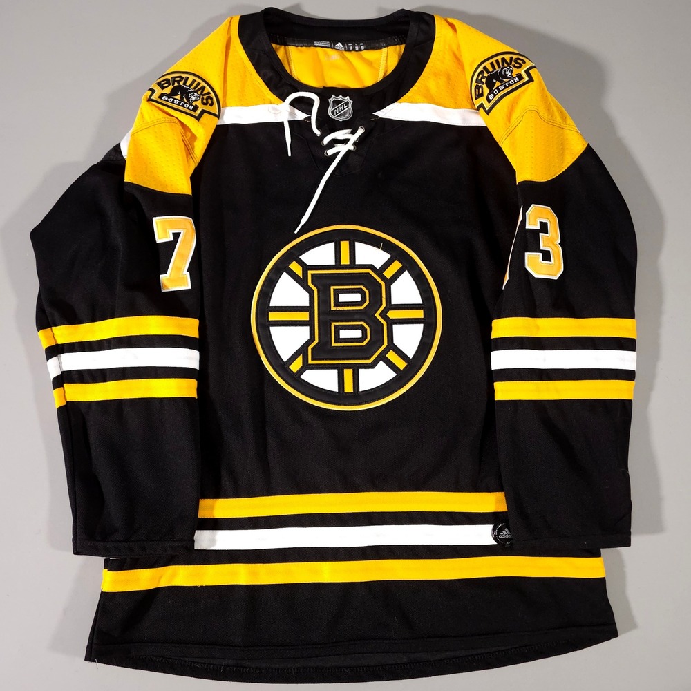 Adidas Boston Bruins Jersey Mens 56 Black McAvoy 73 NHL Climalite Fight Strap